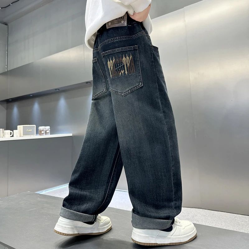 男童牛仔裤秋季新款2025年中大童韩版春秋宽松时尚休闲男孩长裤