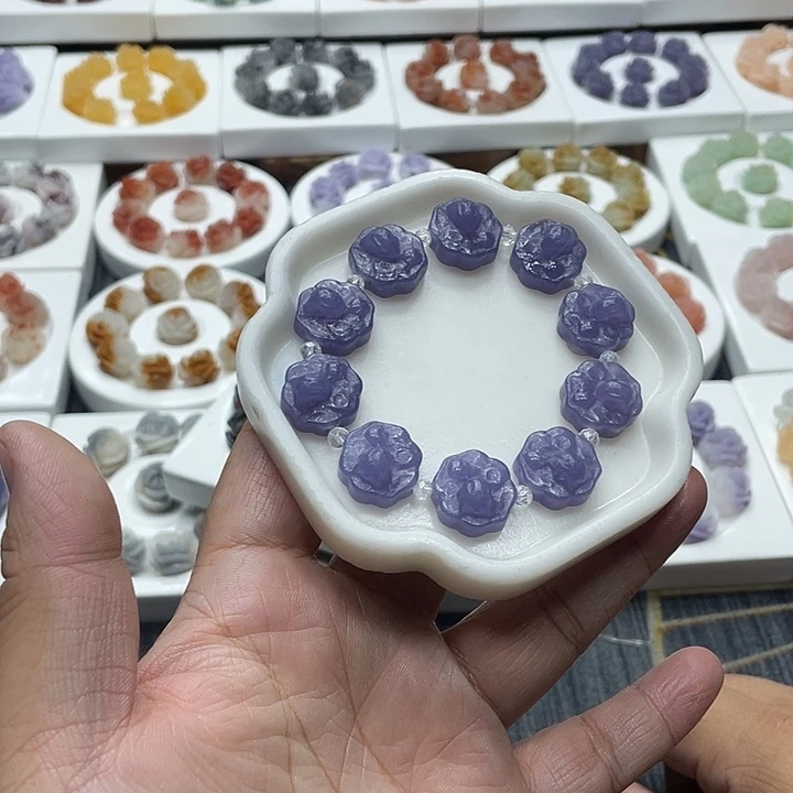石英质玉（非洲翠）合金手串