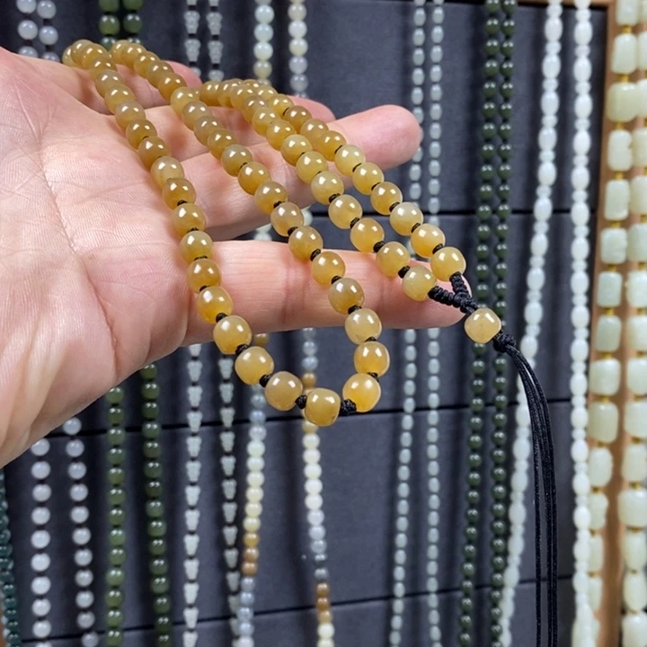 和田玉未镶嵌项链?****》和田玉老型珠项链