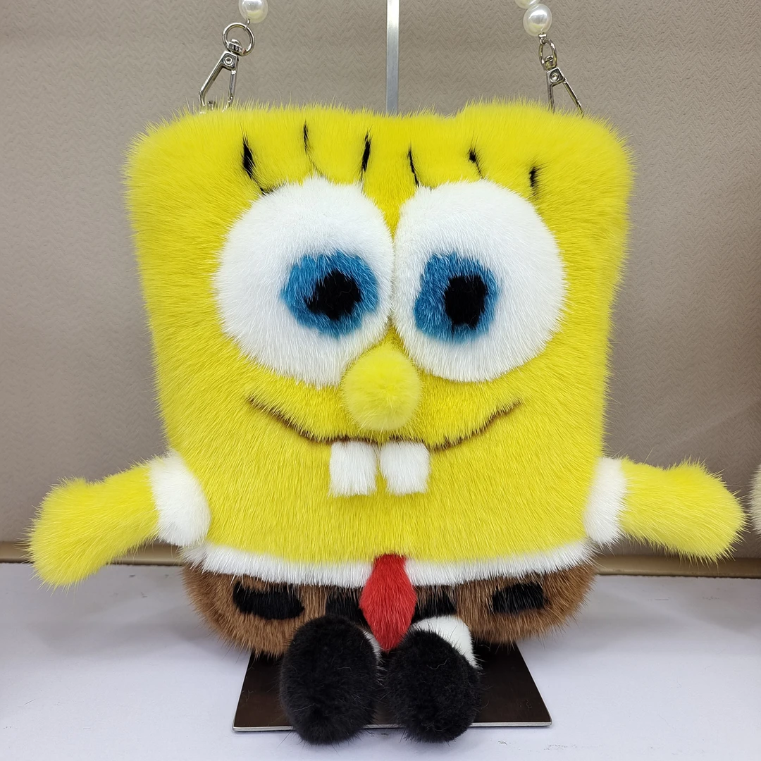 新款手提包通用海绵宝宝手拿包秋冬零钱包单肩亲子卡通黄色斜挎包