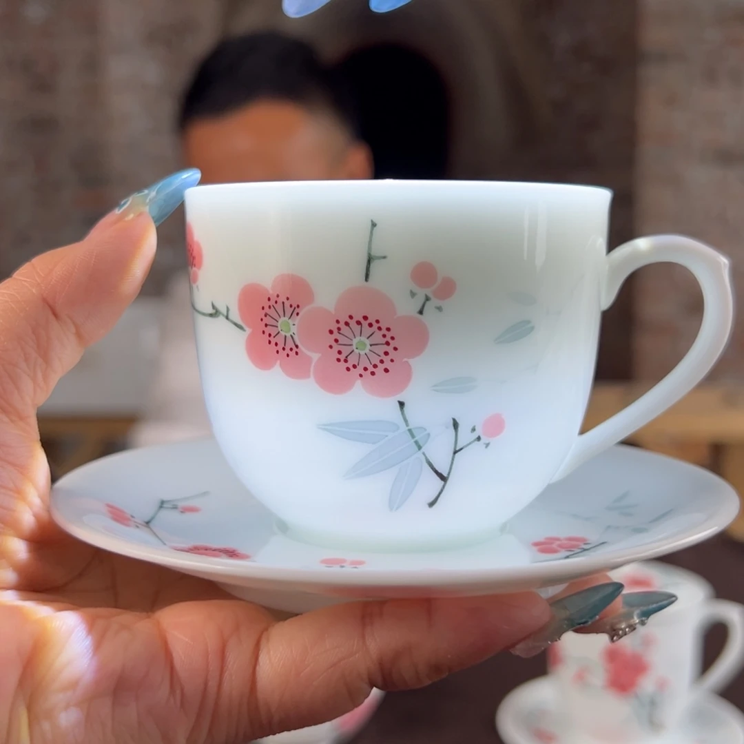 翠竹红梅咖啡杯碟