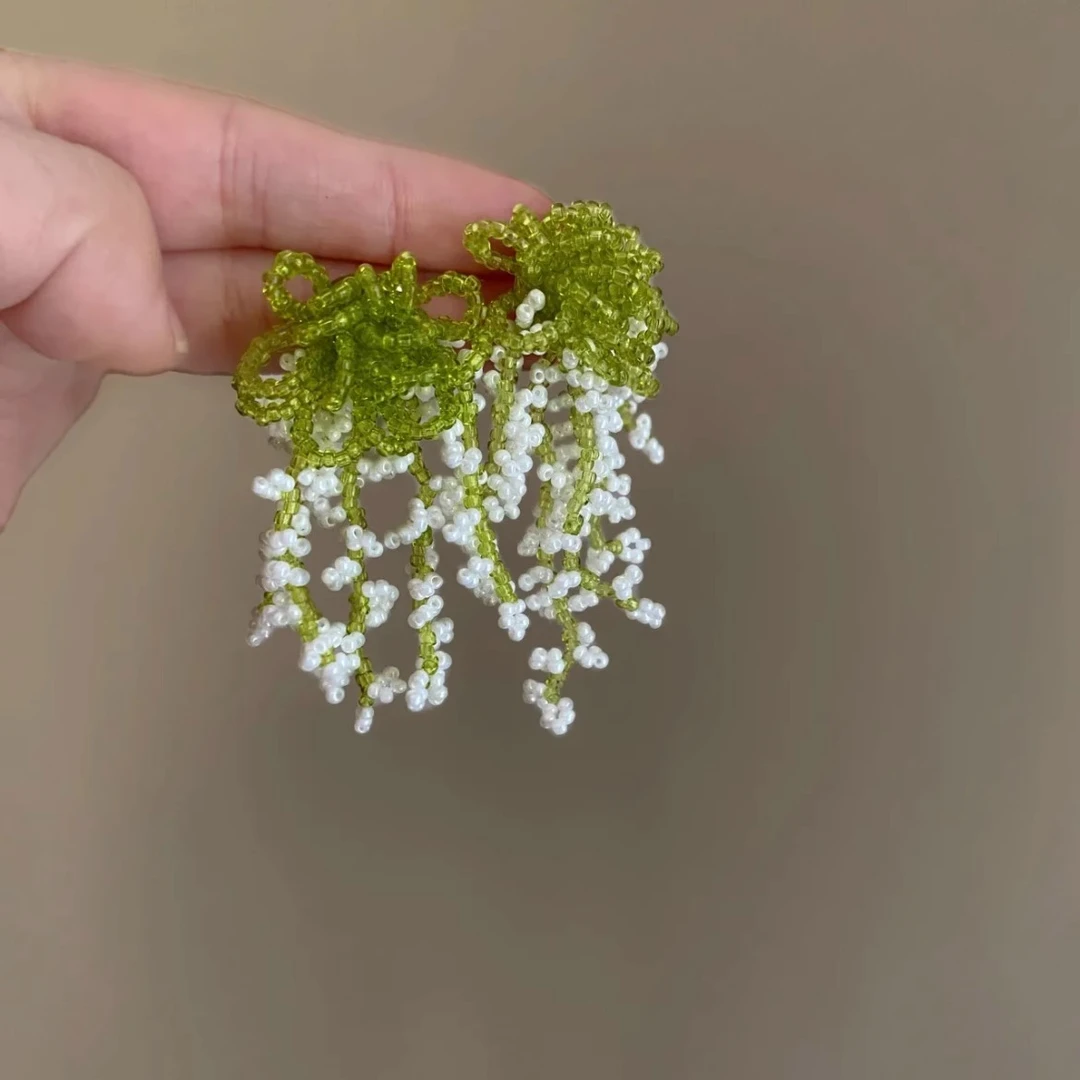 铜合金耳饰 【醉春风】串珠氛围感花朵耳环女款度假风耳钉春夏新款