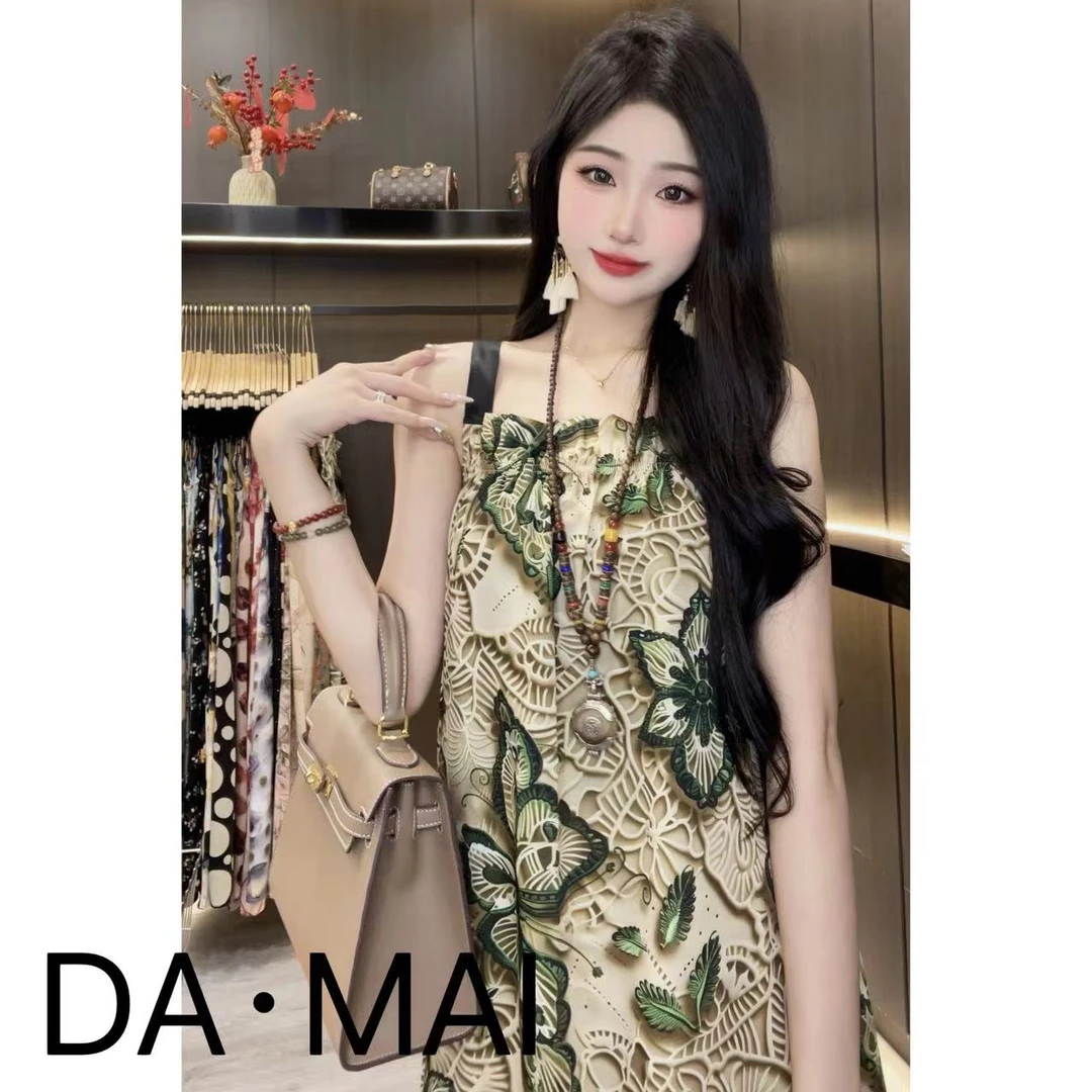 DA.MAI-8629#2025夏季清凉女款轻奢宽松长裙缎料无袖气质连衣裙