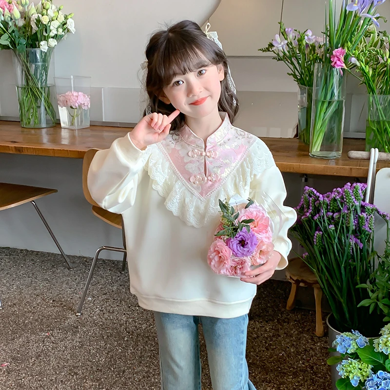 2025上新长袖女童洋气中国风复古秋季宝宝卫衣DY11848