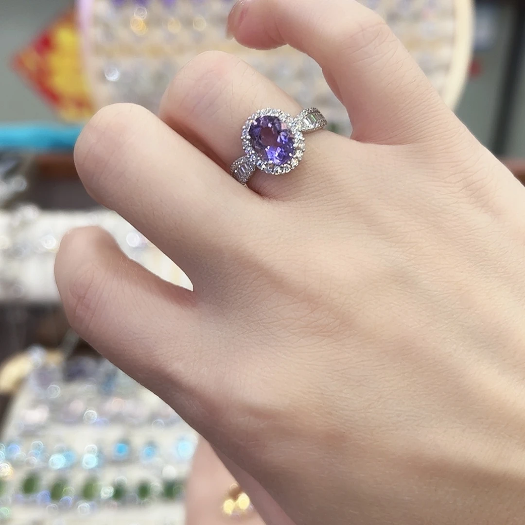 戒指银S925镶嵌紫晶