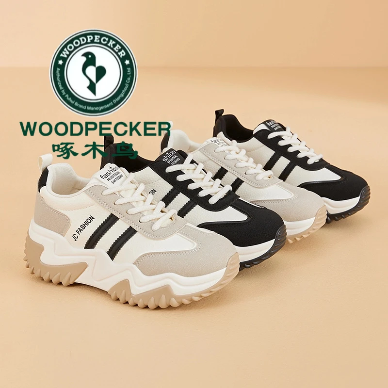 啄木鸟增高7CM休闲鞋女鞋2025年新松糕厚底运动阿甘德训高跟单鞋8