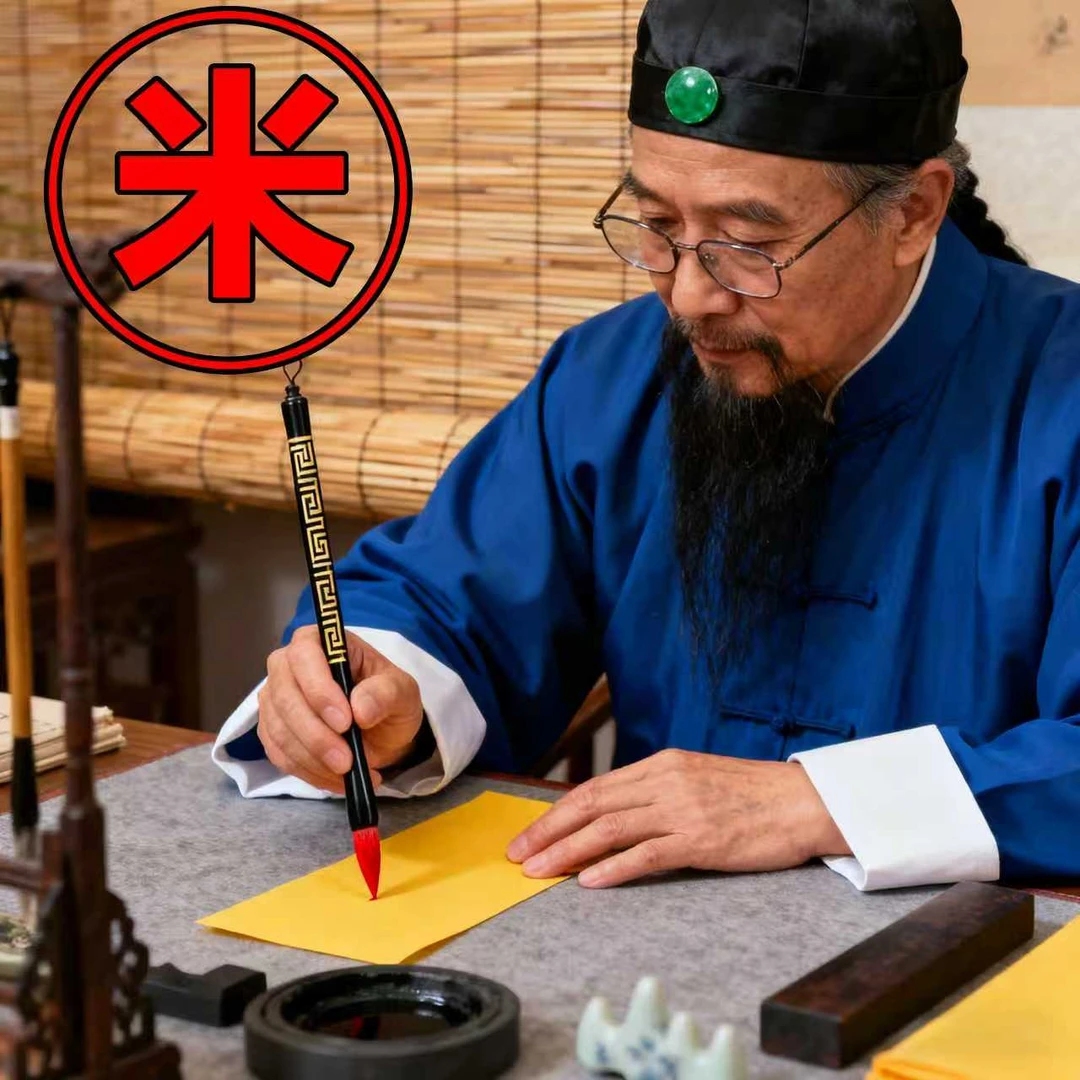 3号米米不够花【推荐】聚米偏偏爱上你生肖贴 毛笔纸福卡