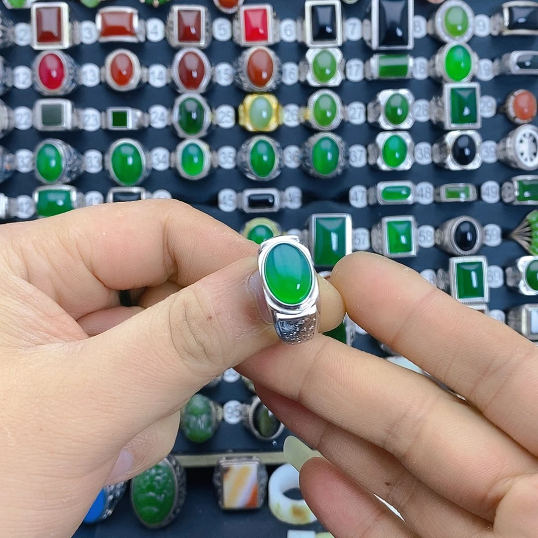 银S925镶嵌戒指玛瑙/玉髓