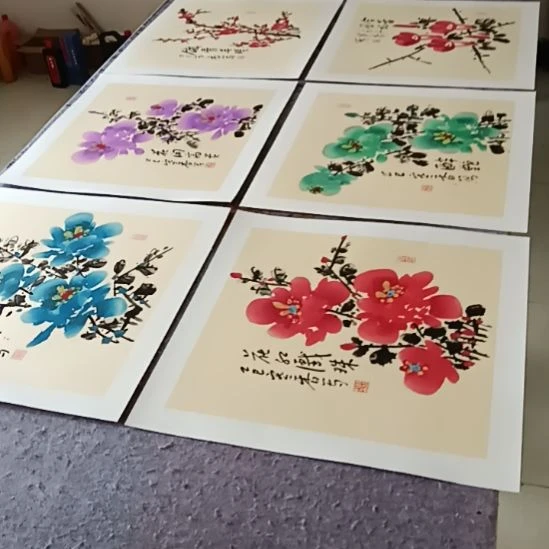 竖款写意画六张作品一套