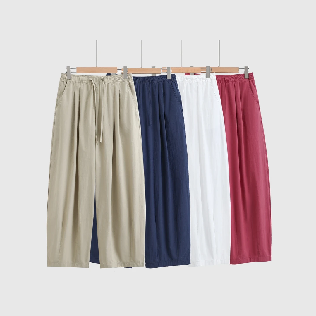 新款轻盈呼吸感」阔腿纸片裤休闲薄款纯色6155