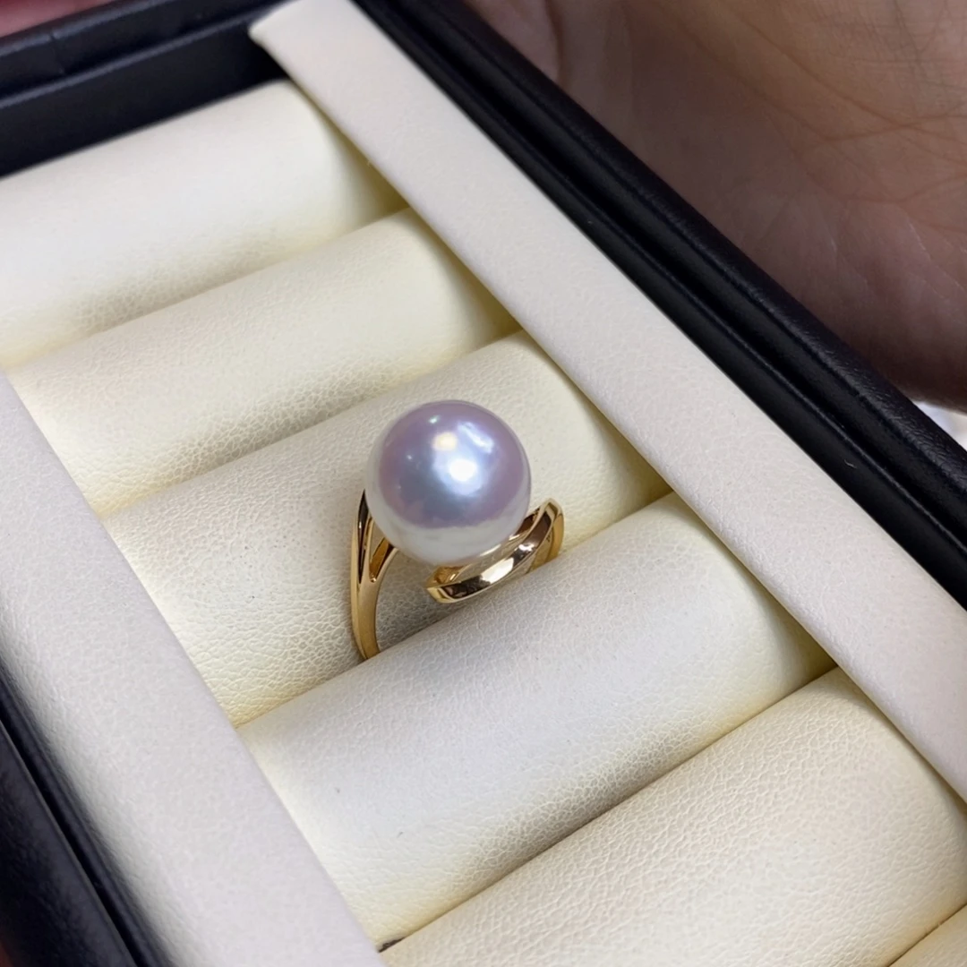 银S925镀金镶嵌戒指淡水珍珠特价