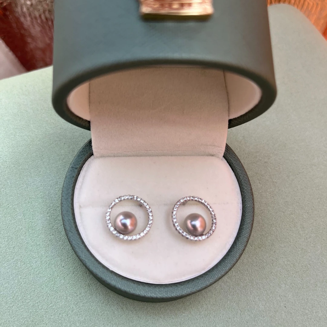海水akoya天然真珍珠6.5-7mm真多麻耳钉【多款任选】气质轻奢百搭