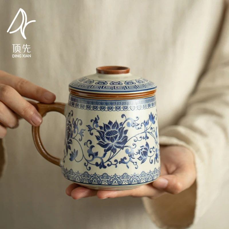 阿七的器 黄汝窑办公勾藤水杯家用办公·大容量复古个人-A10736