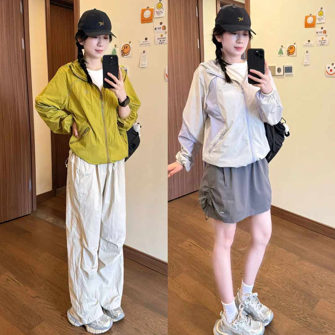 蕉夏鸟家防晒皮肤衣泼水轻薄凉感透气外套山系户外连帽防风外套