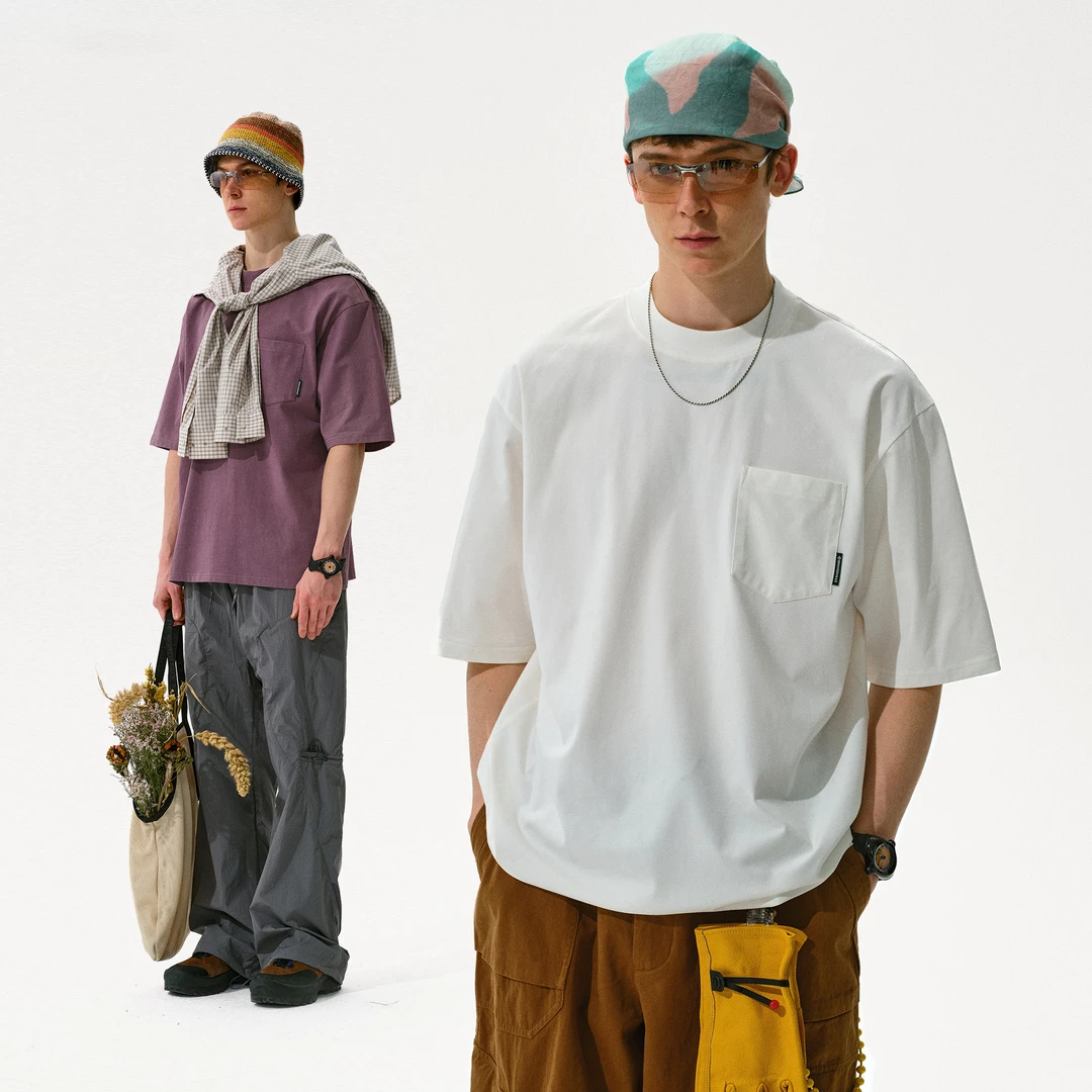 瞬时山野Monterest户外夏季7A抗菌凉感科技纯色基础口袋短袖T恤男