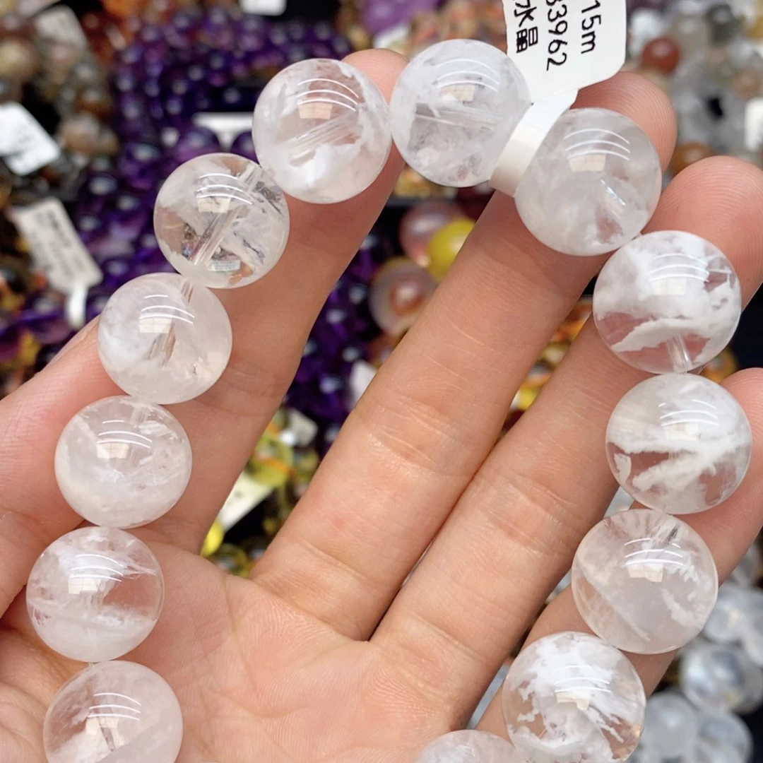 水晶手串未镶嵌3雪花幽灵15mm