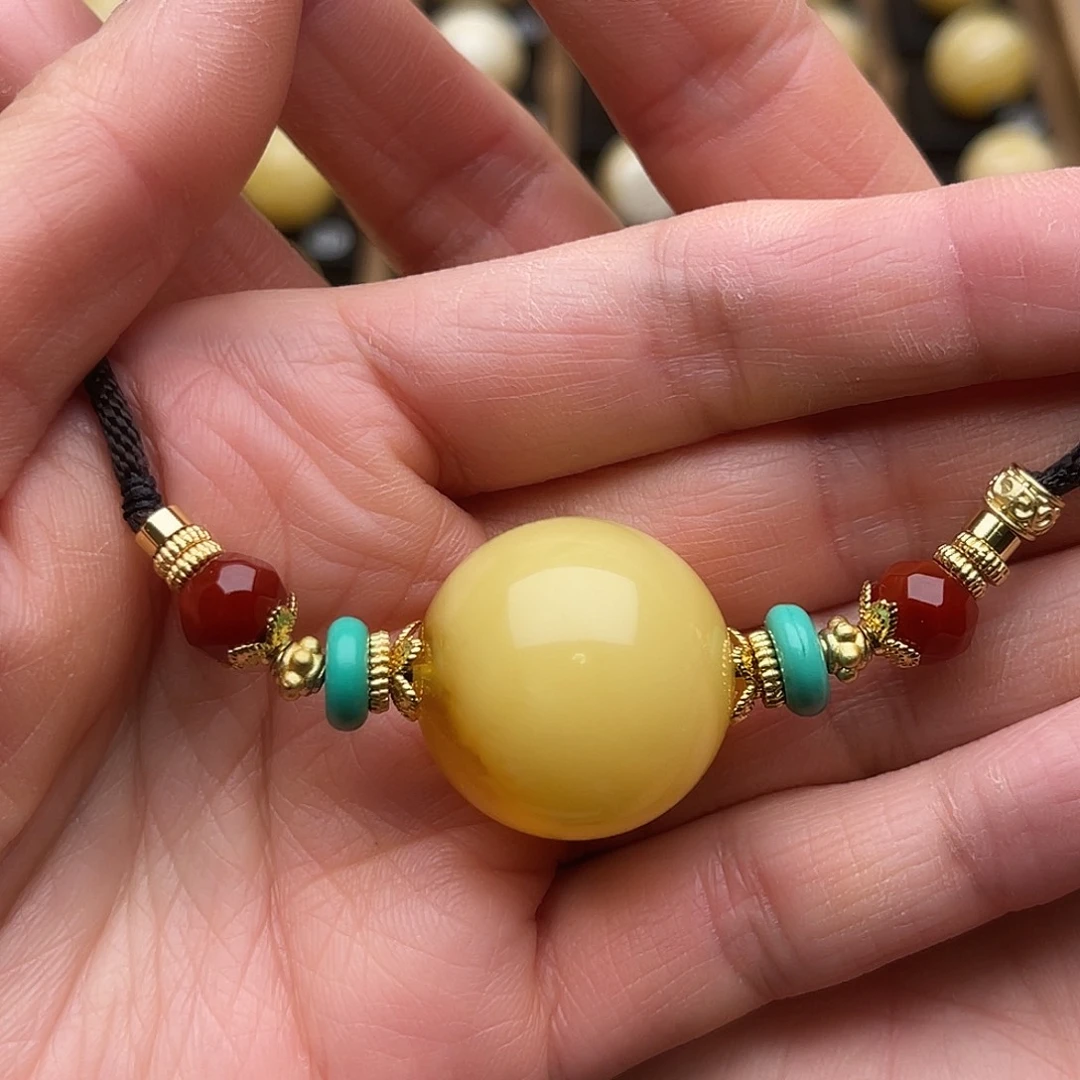 琥珀未镶嵌裸石蜜蜡锁骨链鸽