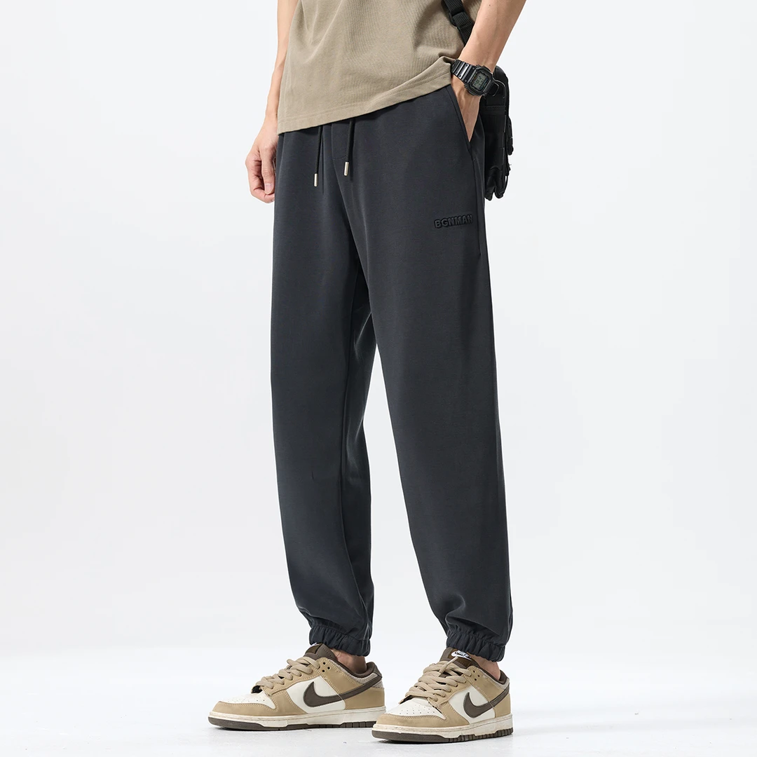 直筒宽松束脚休闲裤男款2025夏季潮流抗皱卫裤垂感透气日系裤子男