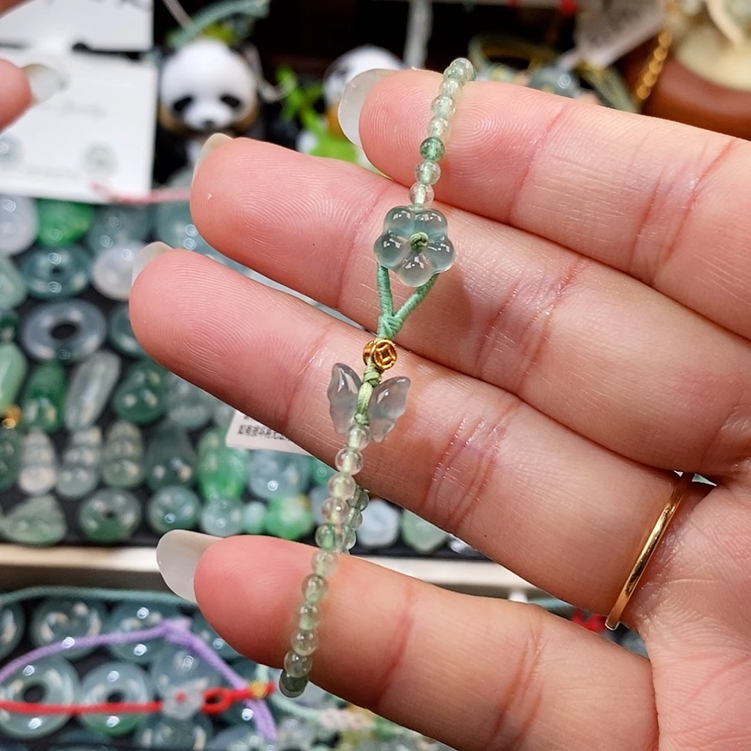 翡翠未镶嵌颈饰蝶恋花手绳15