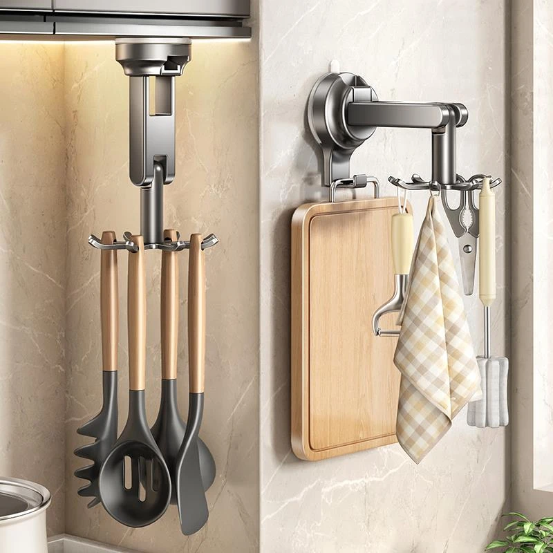 厨房旋转吸盘挂钩置物架锅铲勺子铲子挂架免打孔厨具收纳神器架