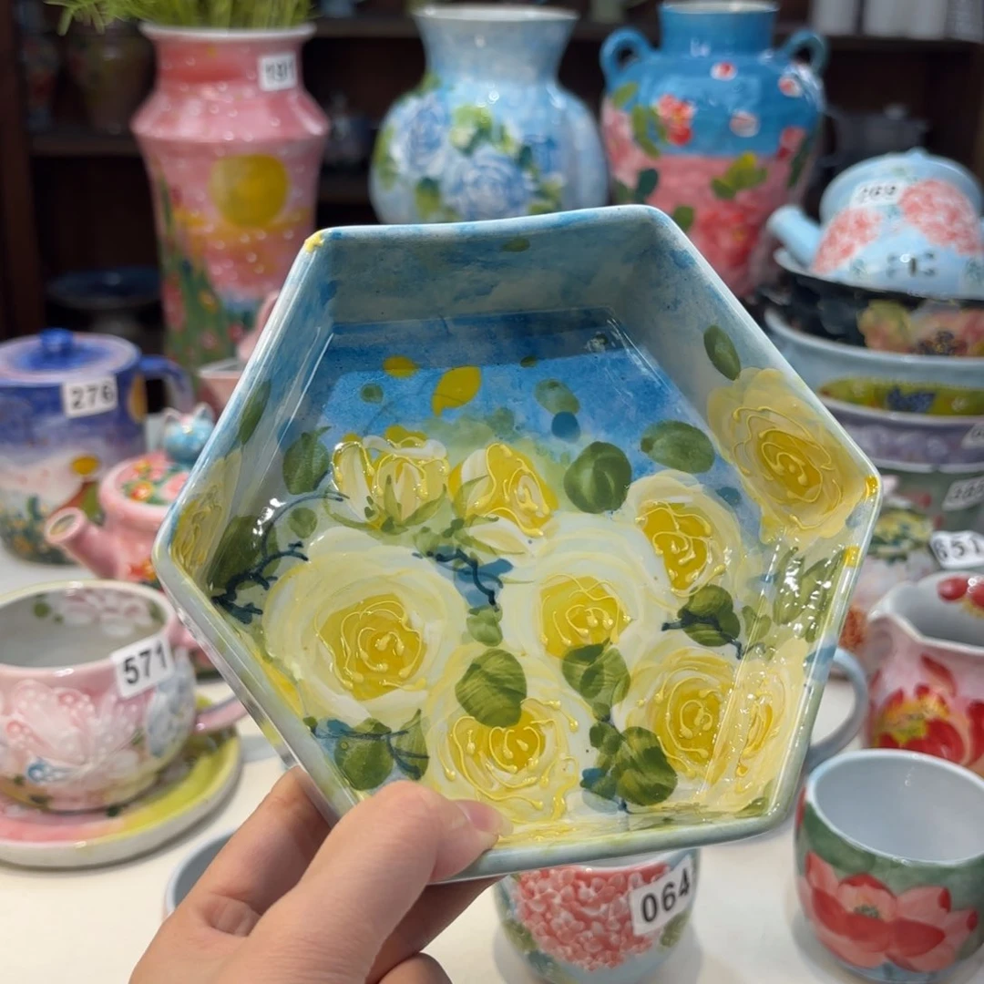 瓷片景德镇手绘高温釉下彩陶瓷茶具