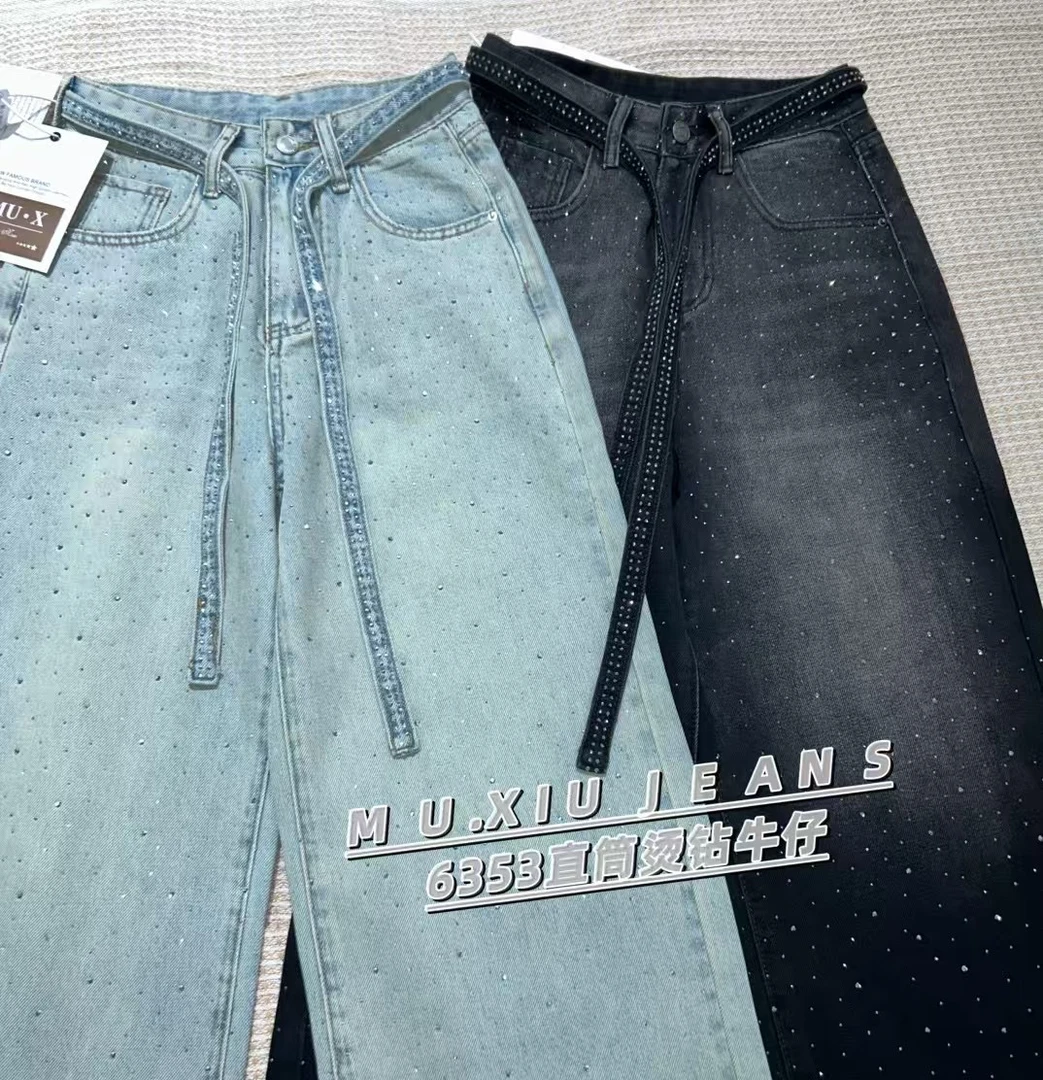 2025春季年款镶钻重工阔腿裤