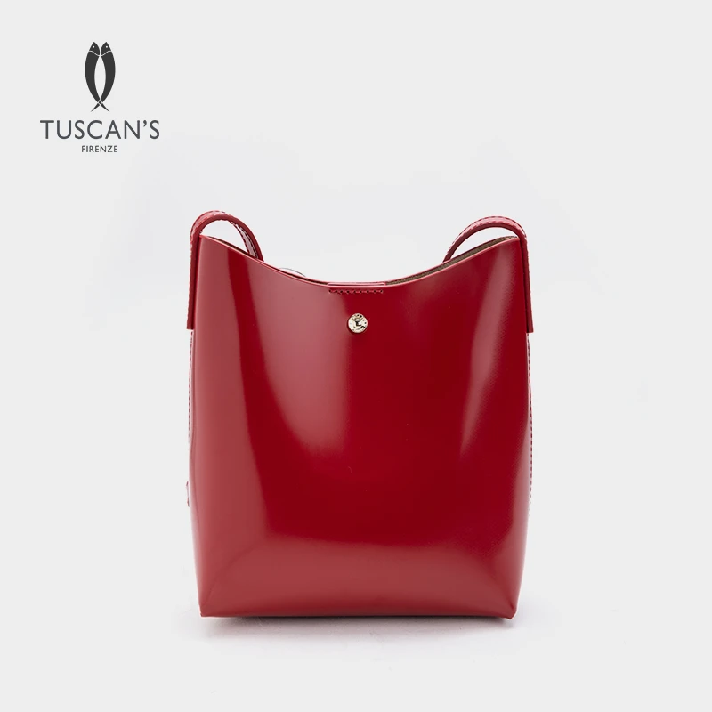 TUSCAN'S简约百搭水桶包真皮单肩斜挎包通勤双鱼女包03