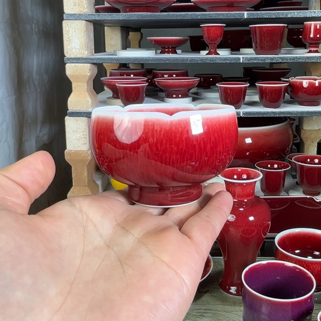 景德镇陶瓷花口禅定杯全品