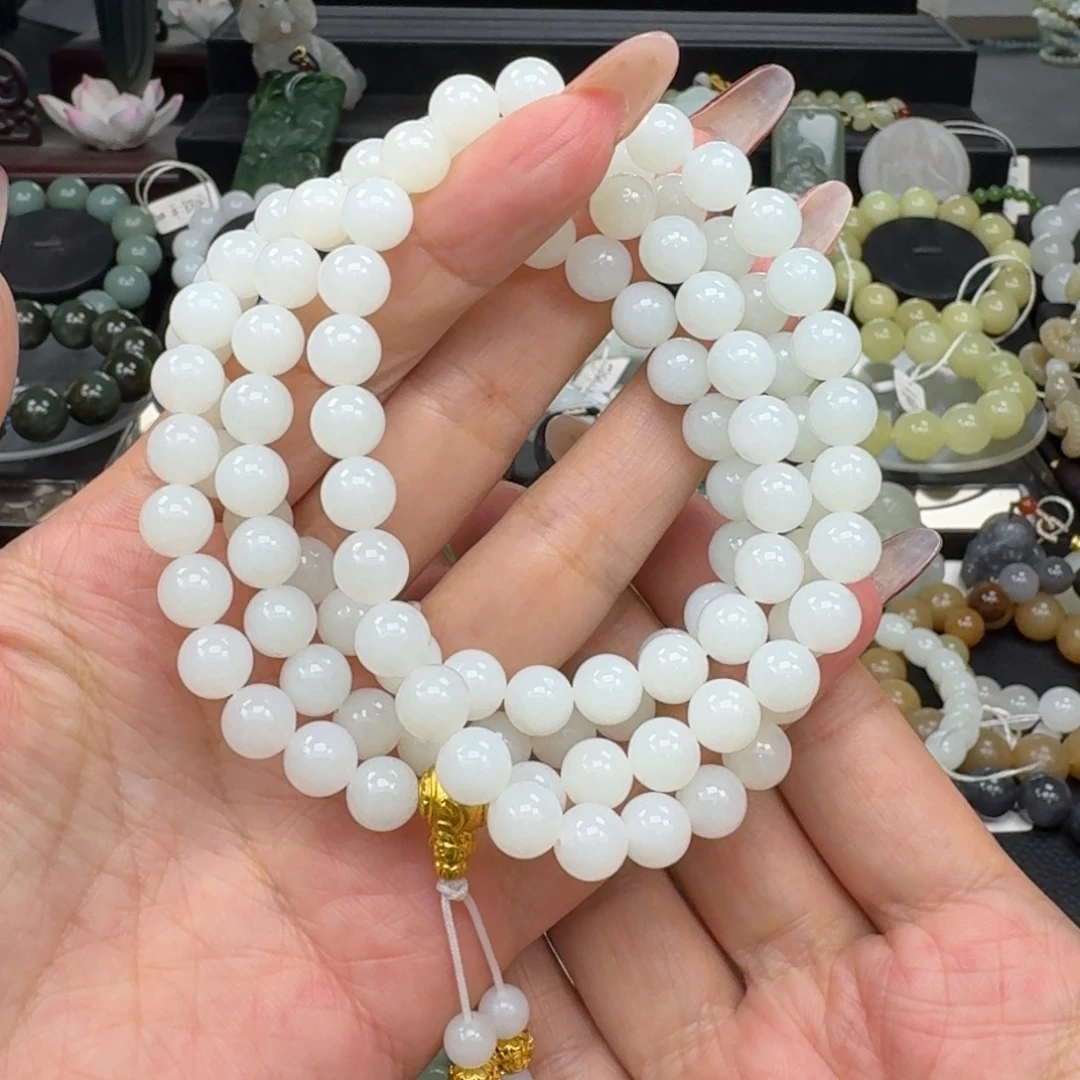 和田玉未镶嵌手链和田玉新疆且末金山白玉卡8