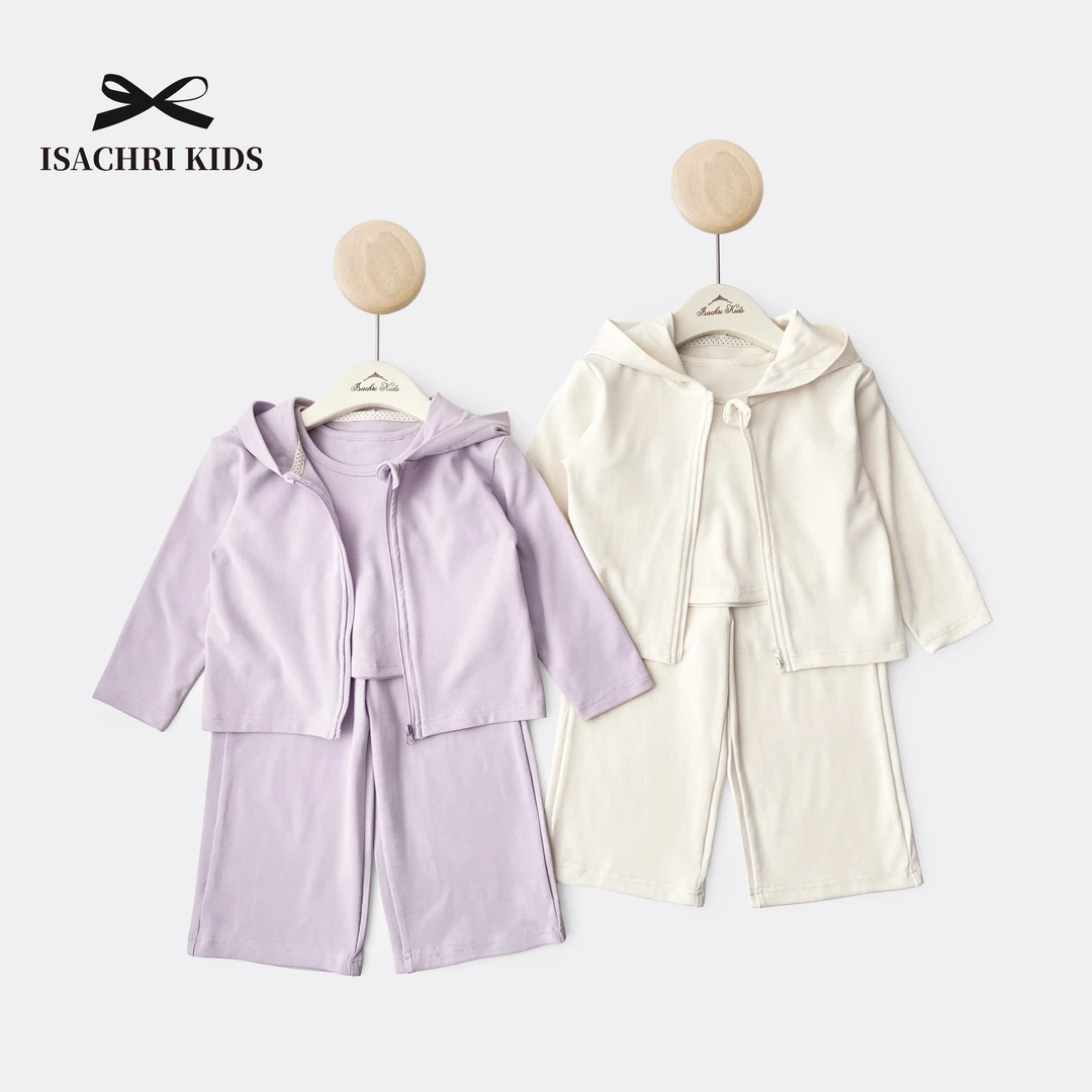 晶晶家【悠闲派】儿童运动休闲套装春款女童纯色三件套女宝宝 IS411