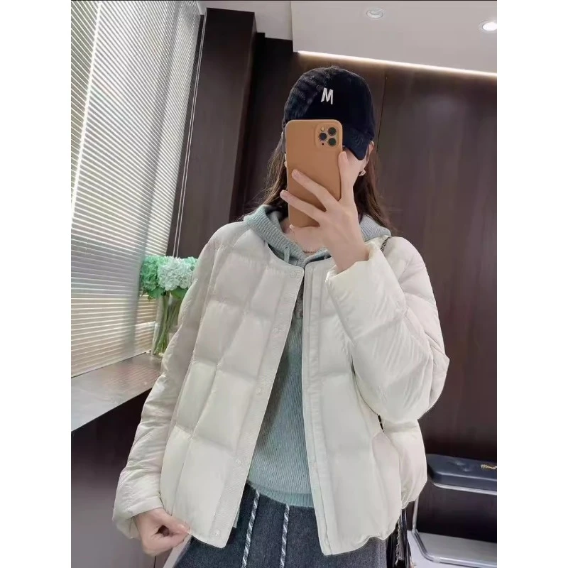 2025新款高级时尚设计感超好看小个子秋冬新款轻薄圆领棉服外套女