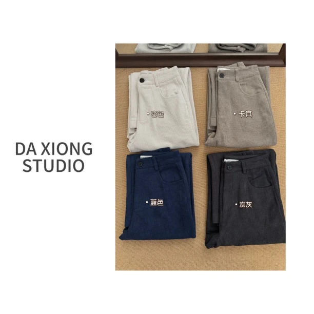 80129# 秋冬莫兰迪色系低饱和低明度 通勤休闲窄版直筒灯芯绒长裤