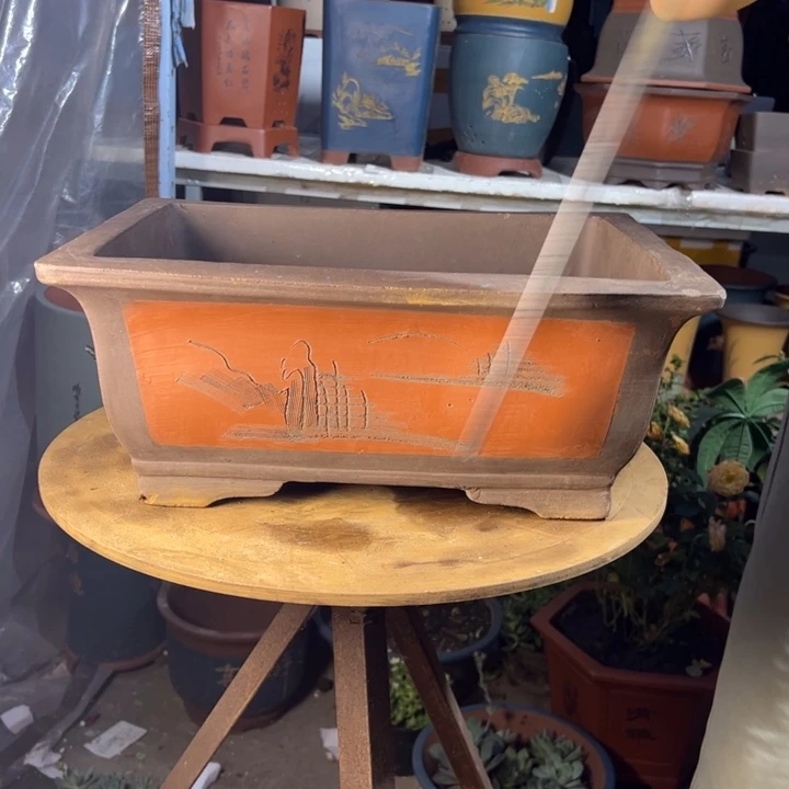 宜兴紫砂花盆40红马槽