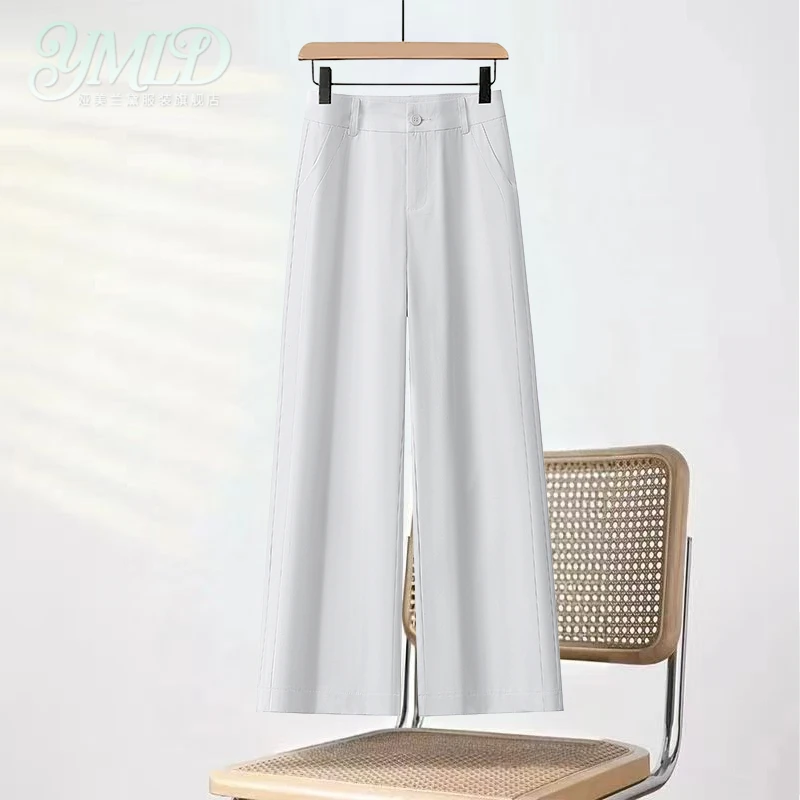 钛金棉九分冰丝窄版阔腿裤女2025年夏季新款休闲薄款抗皱直筒裤子