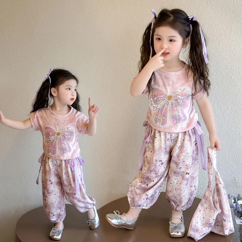 女童休闲套装2025新款儿童夏装韩版洋气短袖女宝宝夏季时髦两件套