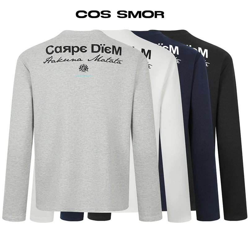 COSSMOR 25AW拉丁背后印花标语长袖T恤休闲百搭秋美式复古长袖