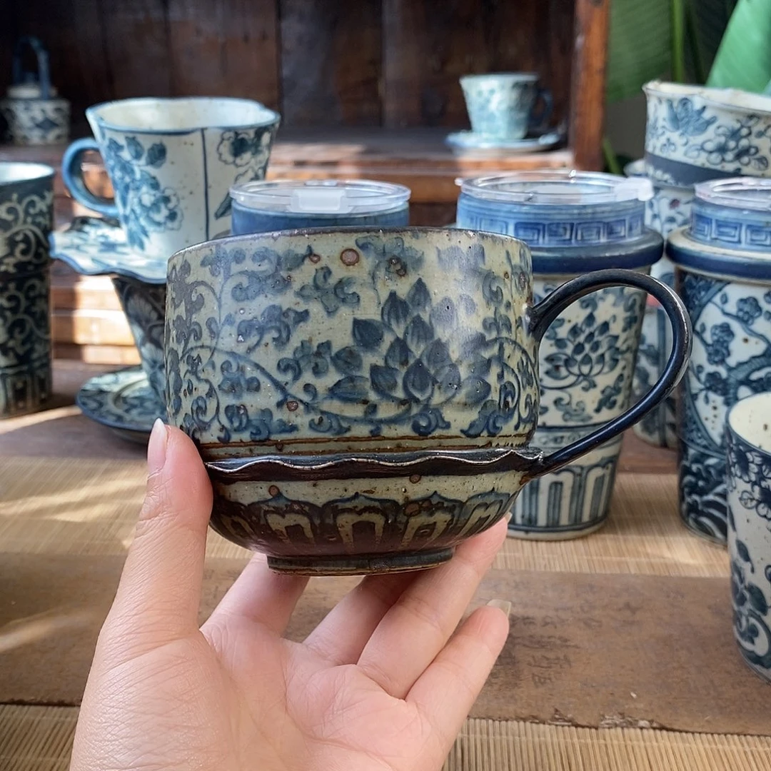 太***泪手工手绘青花高温陶瓷