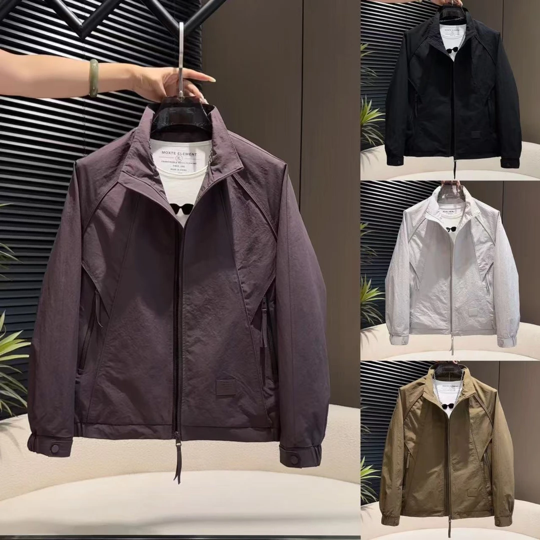 2025新款秋季百搭男士立领简约纯色外套6830