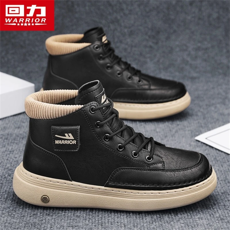 回力男鞋马丁靴冬季2025新款高帮防水防滑厨师户外登山工装英伦风