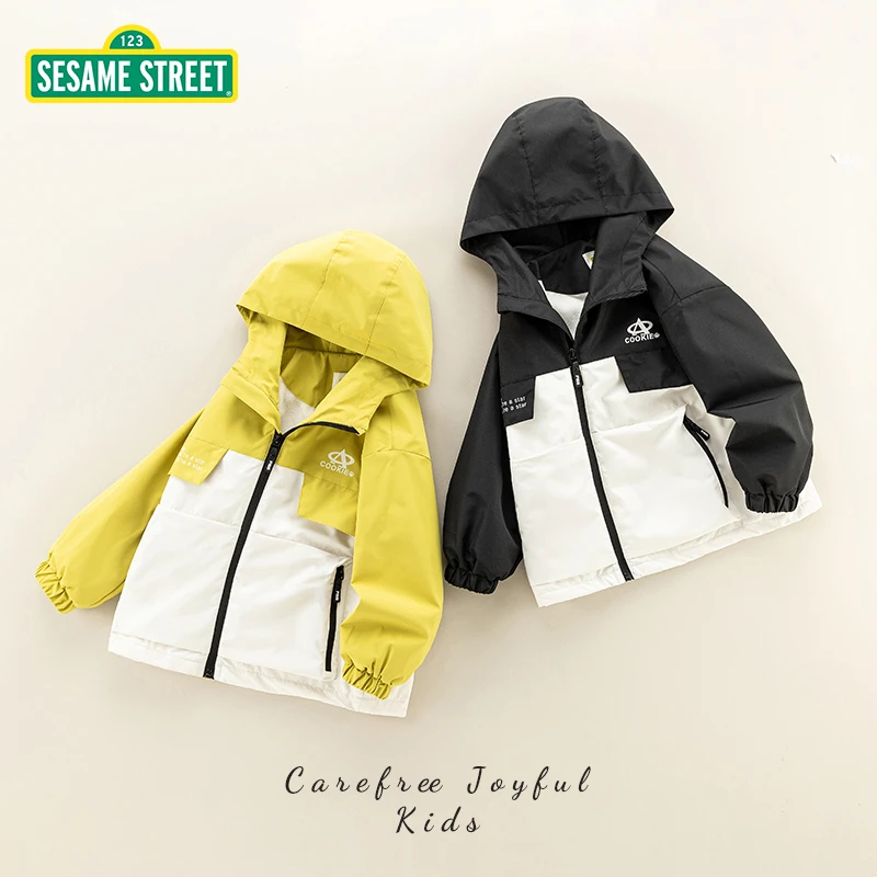 【ZH】芝麻街春季新款儿童连帽加绒相拼外套ZMCA020