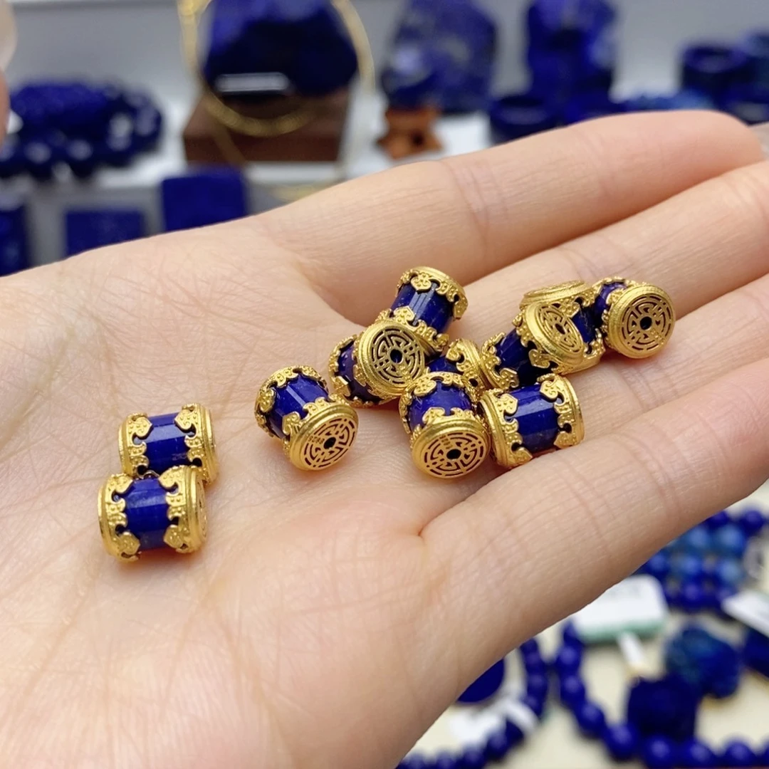 青金石银S925镀金镶嵌颈饰