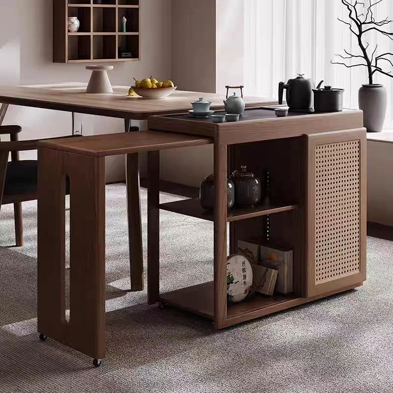 阳台小茶桌新中式功夫茶台实木客厅家用可移动伸缩茶水柜2025新款
