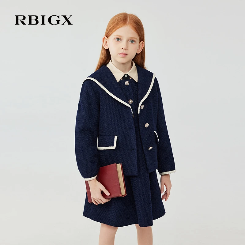 【商场同款】RBIGX瑞比克童装冬季新款学院风海军领外套