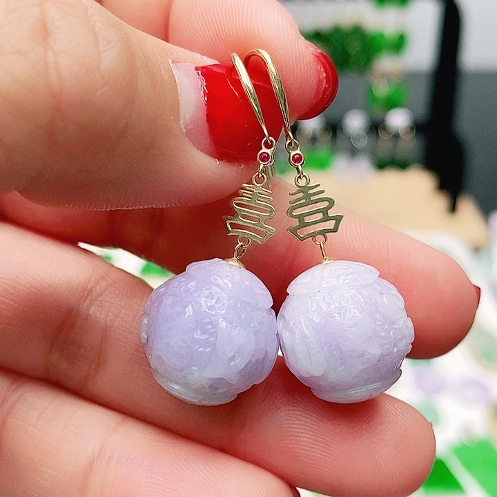 翡翠耳饰18K金镶嵌耳饰