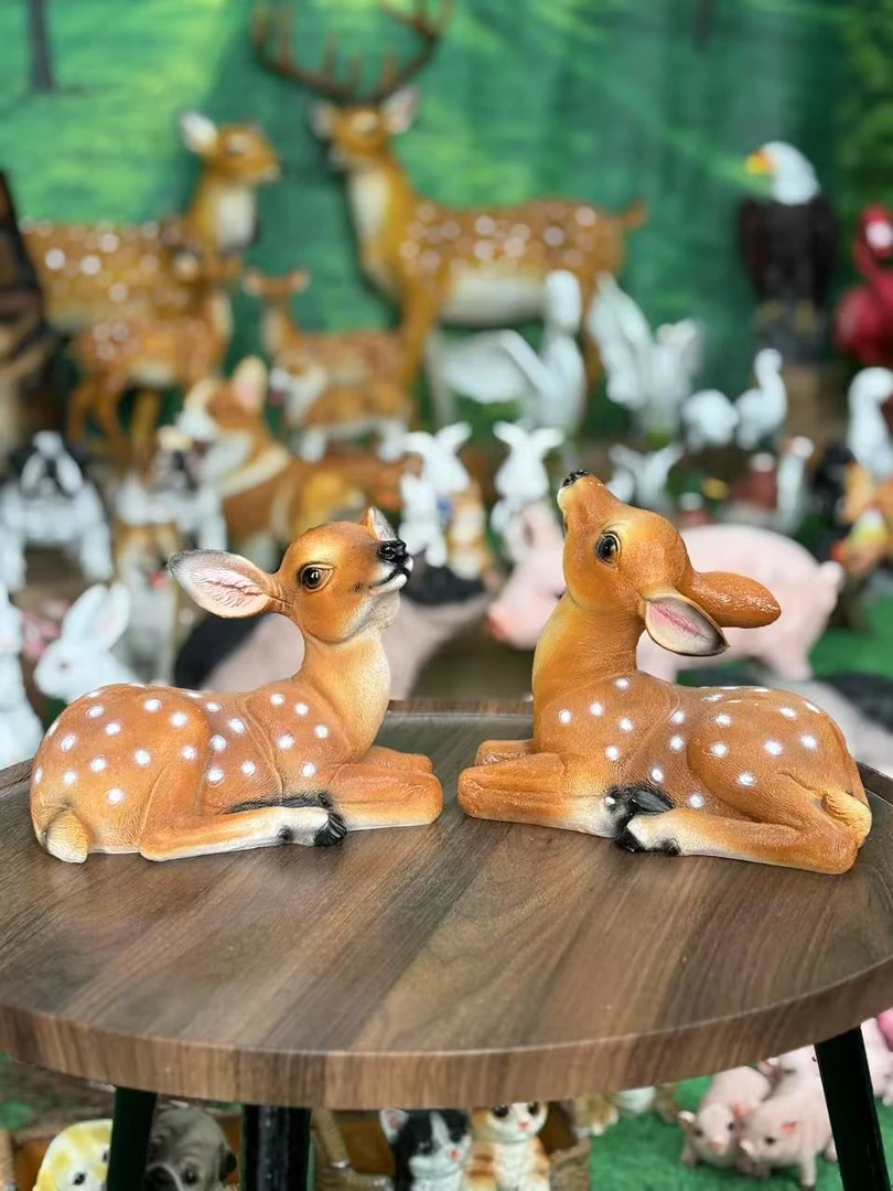 仿真梅花鹿卧鹿花园摆件动物工艺品庭院客厅办公室家居美陈装饰品