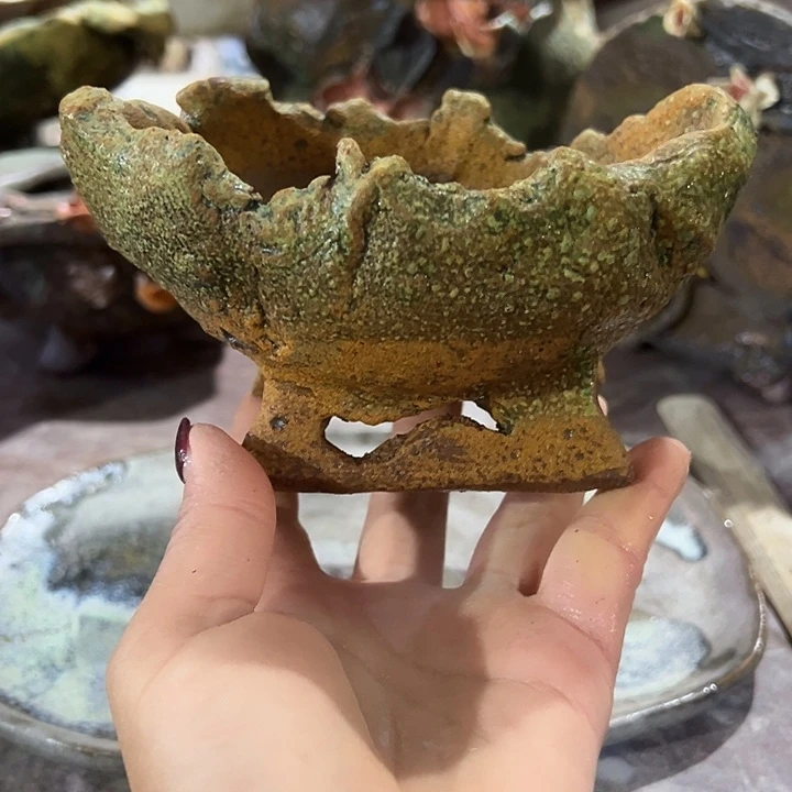 手工粗陶高温花盆