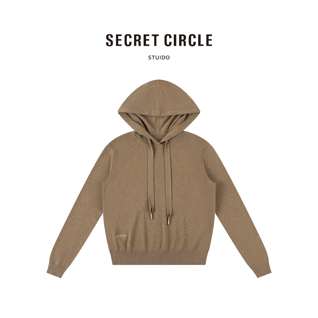 SECRET CIRCLE早秋款长袖卫衣连帽系绳袖口下摆螺纹19206