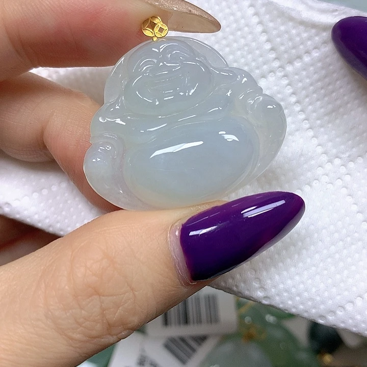 翡翠18K金镶嵌颈饰挂件