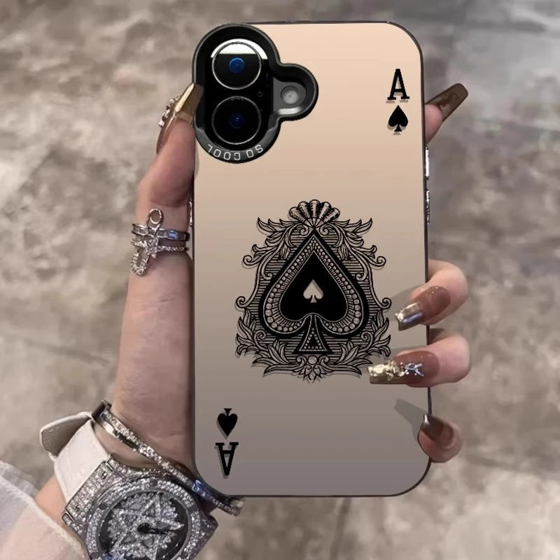花纹黑桃A适用苹果17promax手机壳磨砂iphone16promax保护壳扑克