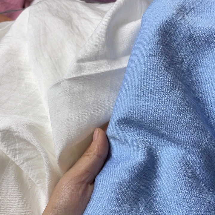 天丝（莱赛尔纤维）天蓝色棉麻1米